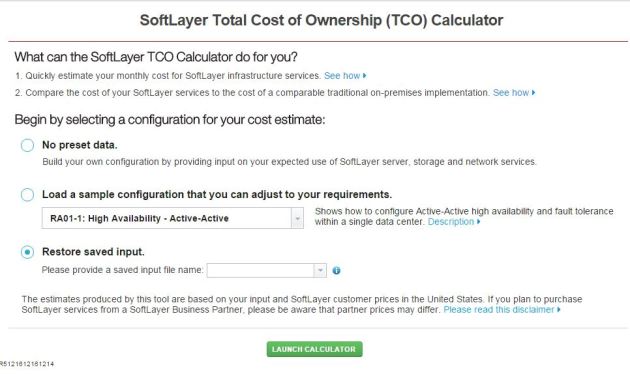 TCO tool home page